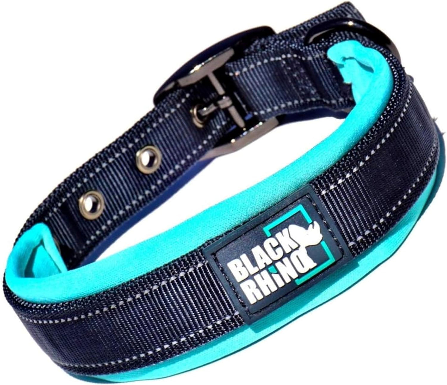 Dog Collars for Medium Dogs - Adjustable Reflective Heavy Duty Dog Collar with Ultra-Soft Neoprene Padding - Weatherproof, Durable, and Comfortable - Ideal for Active Dogs - Aqua and Gray