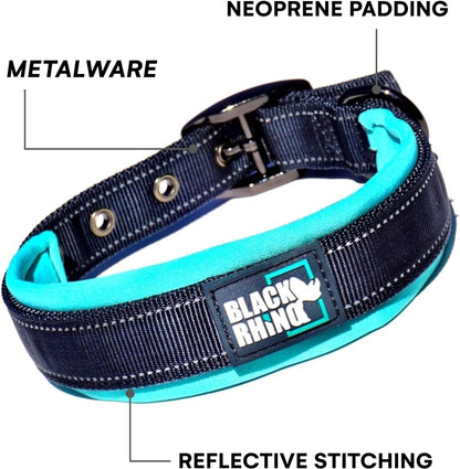 Dog Collars for Medium Dogs - Adjustable Reflective Heavy Duty Dog Collar with Ultra-Soft Neoprene Padding - Weatherproof, Durable, and Comfortable - Ideal for Active Dogs - Aqua and Gray