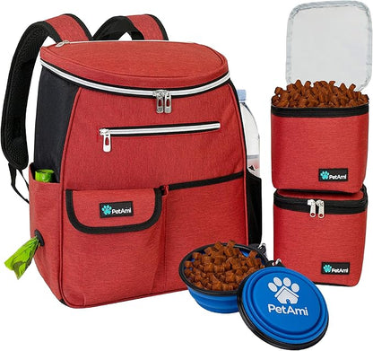 Dog Travel Bag Backpack, Airline Approved Dog Bags for Traveling, Puppy Diaper Bag Supplies, Pet Camping Essentials Hiking Accessories Dog Mom Gift, Food Container, Collapsible Bowls, Pink